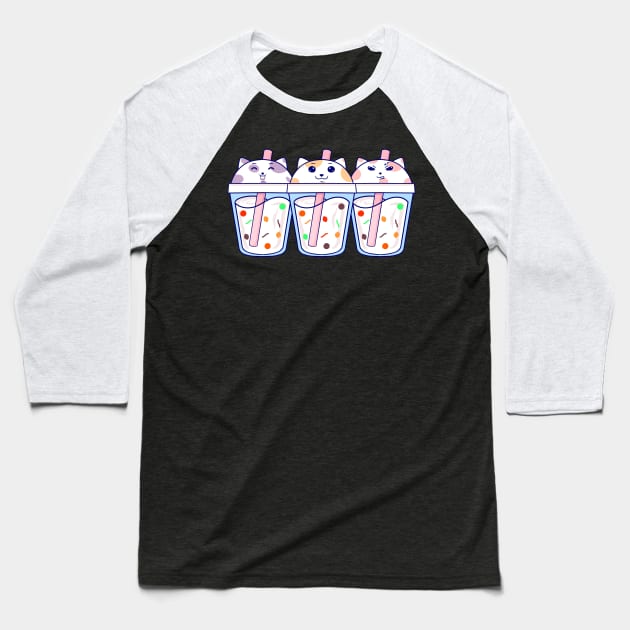 Cute Milk Cat Baseball T-Shirt by Illustrasikuu